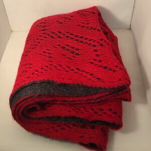 POINT ZERO  Betisti Red Grey Cowl Scarf Reversible